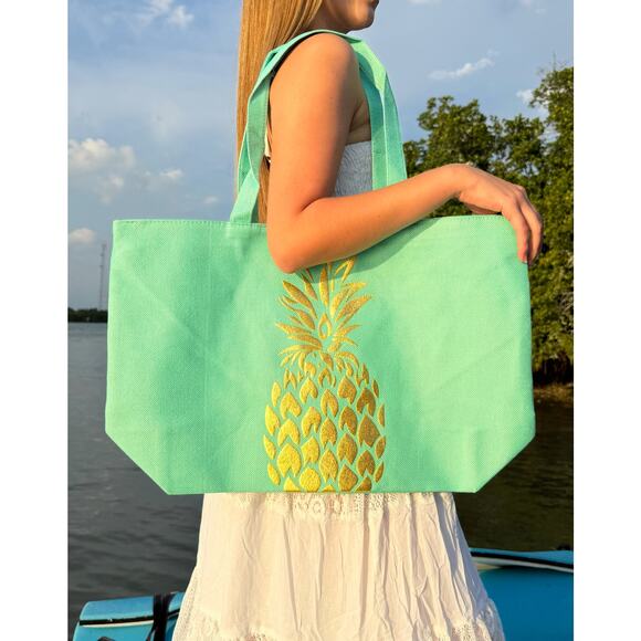 Beach Bag Tote, Pinneaple Beach Bags Pool Bag Shoulder Travel Tote - Picture 1 of 7